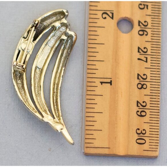 Vintage Dragon Claws Brooch, Light Gold Tone Wavy Brooch, Arc Brooch - C3 - Picture 2 of 2